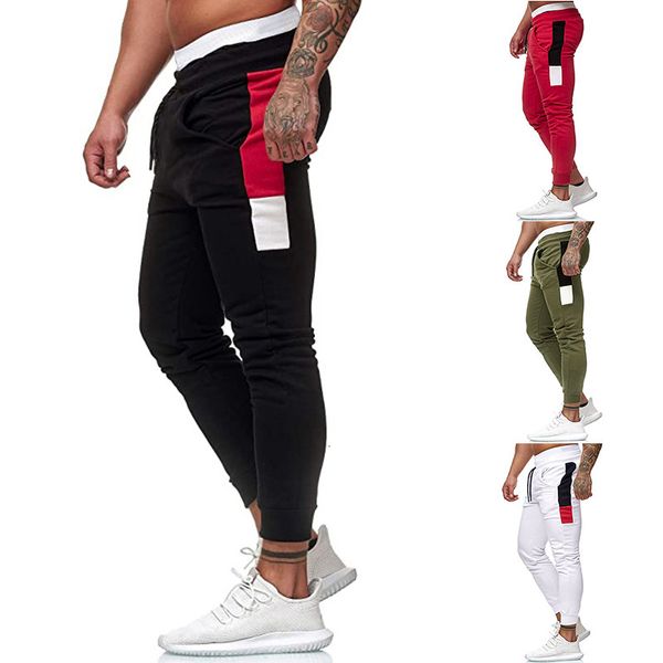 

autumn 2020 new european side stitching drawstring fashion small foot leisure sports pants k77, Black
