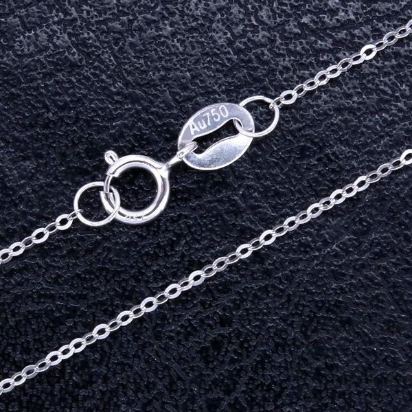 

fine jewelry genuine 18k white gold necklace for wedding engagement cute rolo chain stamped au750 40cm / 45cm, Silver