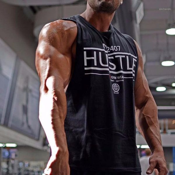 

running jerseys men letter sports vest fitness cotton t-shirt loose training sleeveless muscle sport slim workout gym tank, Black;blue