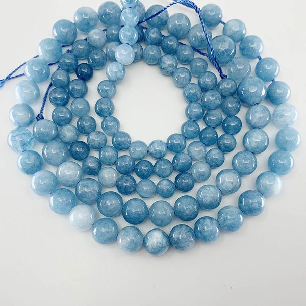 

1 strand lot 4 6 8 10 12mm natural aquamarin agat stone bead round loose spacer beads for jewelry making findings diy bracelet h jllwyh, Silver