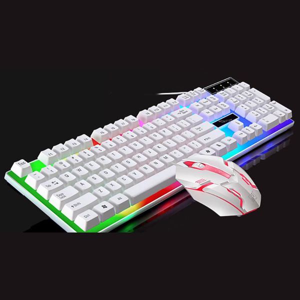 

keyboards 2021 g21 usb wired keyboard mouse set led rainbow color backlight gaming computer