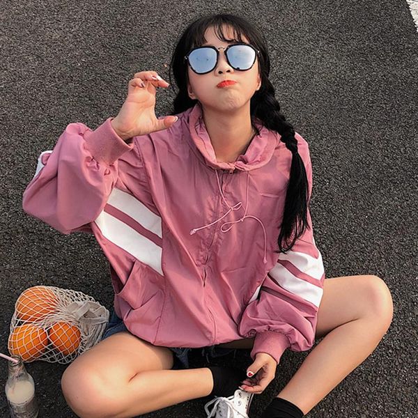 

women's jackets korean chic panelled loose batwing sleeve thin coat 2021 spring stand collar coats and women streetwear tide, Black;brown