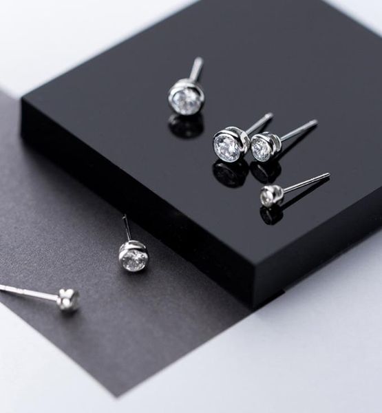

stud 925 sterling silver tiny round cz post earrings jewelry a1507, Golden;silver