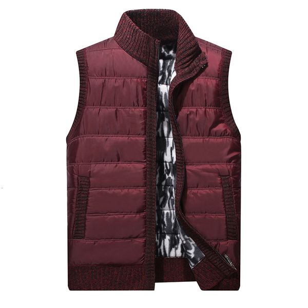 

2021 new men winter fleece solid patchwork waistcoat for man coats homme mens jacket sleeveless vest knitted cardaigan sweater x7l8, White;black
