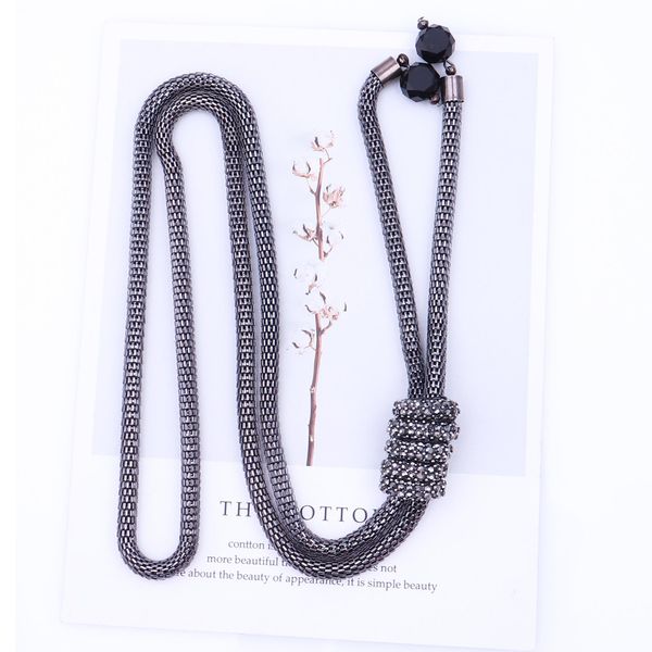 

мода ювелирные изделия медь 535 мм черный с стекло регулируемым длинным воротником ожерелье свитер цепочка для мужчин подарок 24165 wmtgfa l, Silver