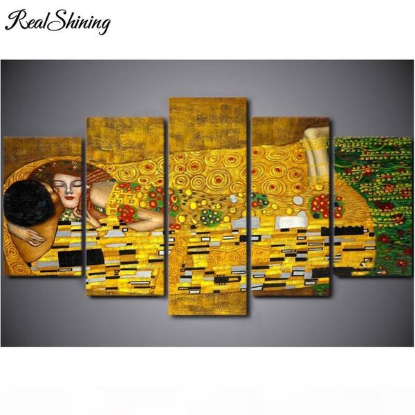 

wholesale 5pcs diy 5d diamond painting huge gustav klimt full cross stitch diamond embroidery patterns rhinestones fs1690