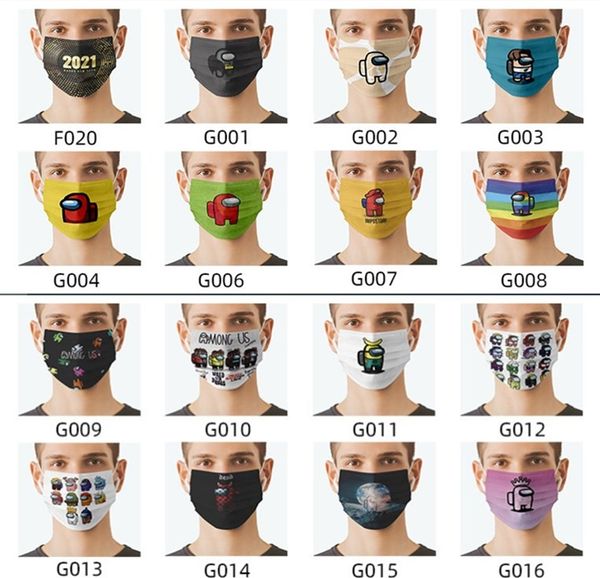 

among us game disposable face mask cartoon designer masks washable mouth covering protective adults non-woven earloop masks e122409, Blue
