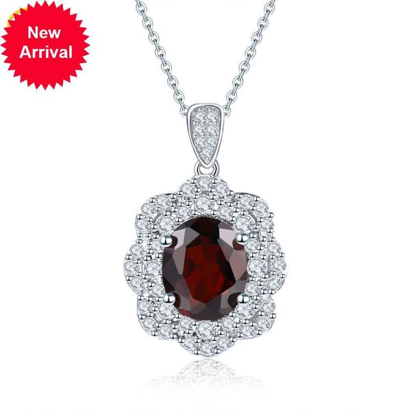 

hutang 3.05ct garnet natural gemstone solid 925 silver paste elegant jewel fine for the new women