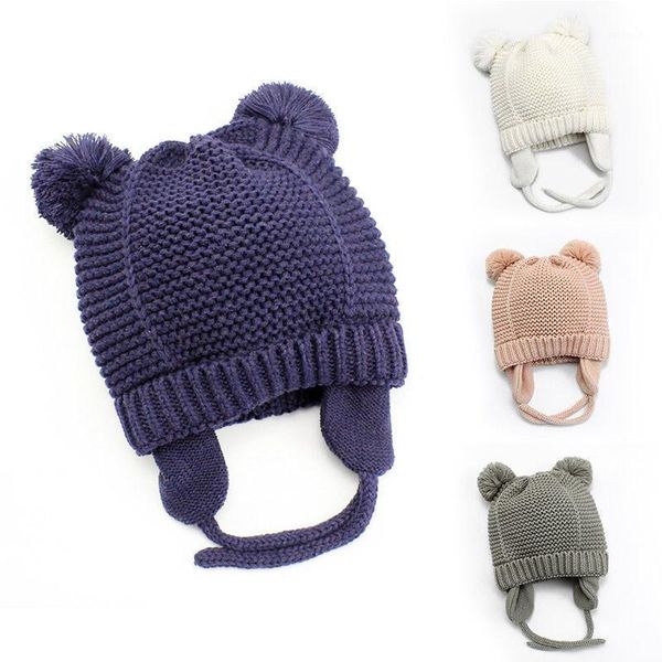 

cute knitted pompom baby hat cap thick warm baby girl boy hat beanie winter ear warm kids bonnet muts for newborn1