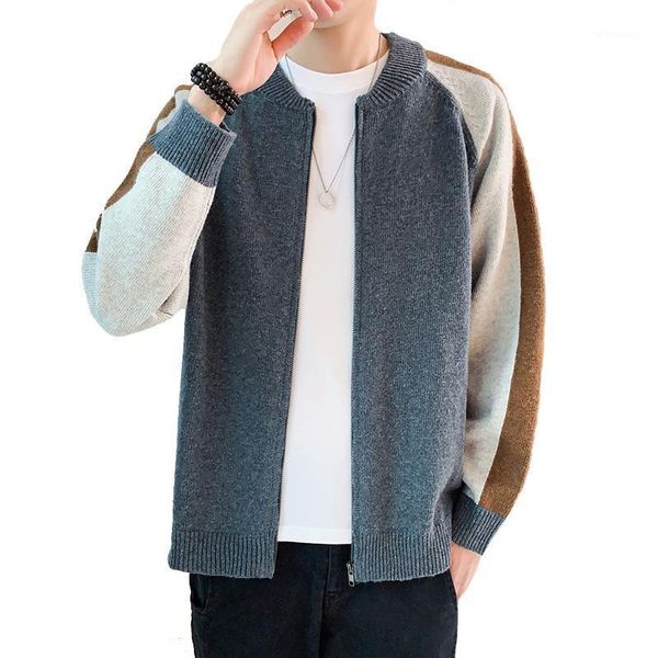 

autumn and winter outerwear sweater men's korean sweater outside wearing men's autumn cardigan1, White;black