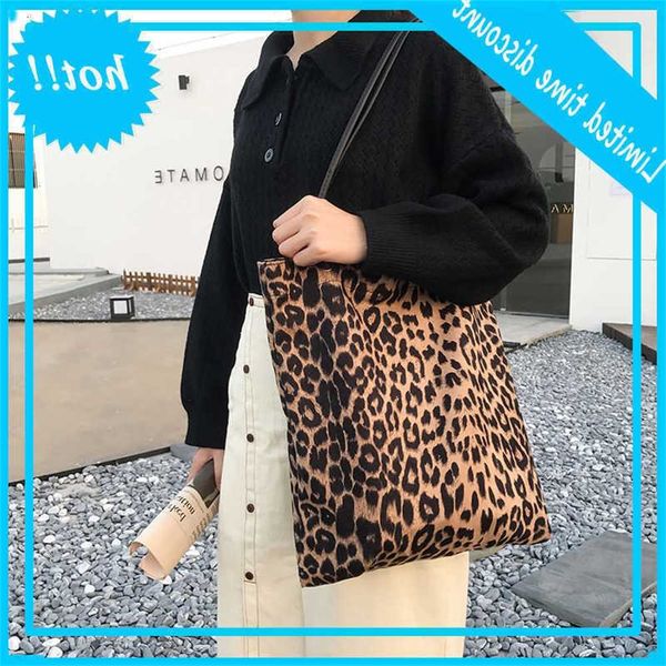 

leopard print tote vintage washable heavy durable shoulder bag casual shopping handbag