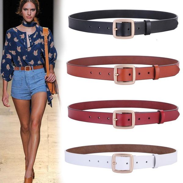 

coffee cost leather belts women genuine leather new gold alloy square pin buckle female punk real cowhide belt for jeans, Black;brown