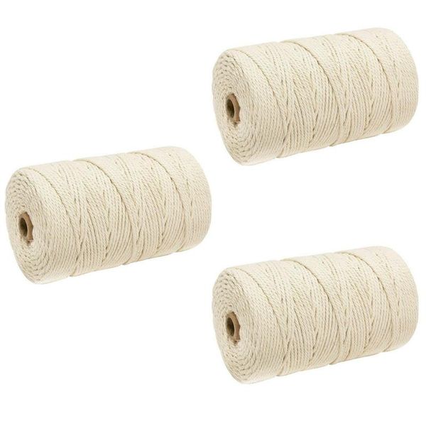 

3pcs mx200m macrame cotton cord for wall hanging dream catcher rope craft string diy handmade home decorative supply, Black;white