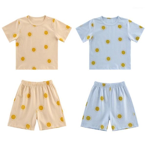 

2020 little girls clothes cotton house summer children pajamas air-conditioned clothes girls pajamas set1, Blue;red