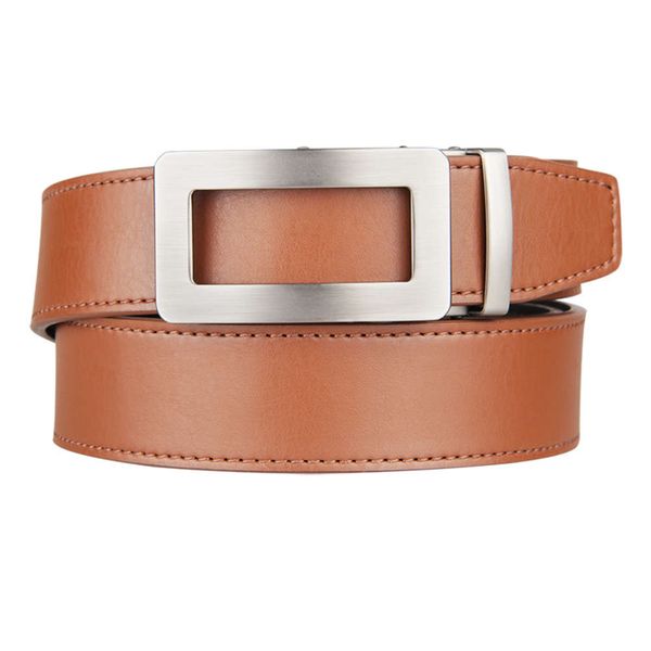 

quality leather man luxury designer ratchet strap automatic brown black mens belts cowhide golf belt 120cm length, Black;brown