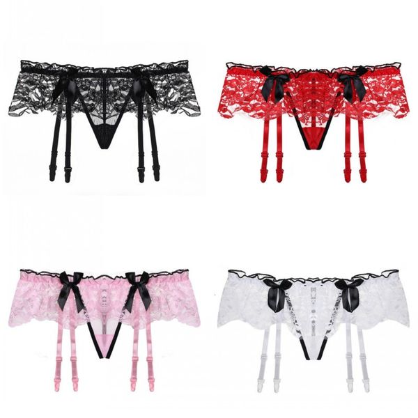 

high elastic lace transparent garters for stockings women's underwear ultra-thin black red white suspender belt with thongs, Black;white