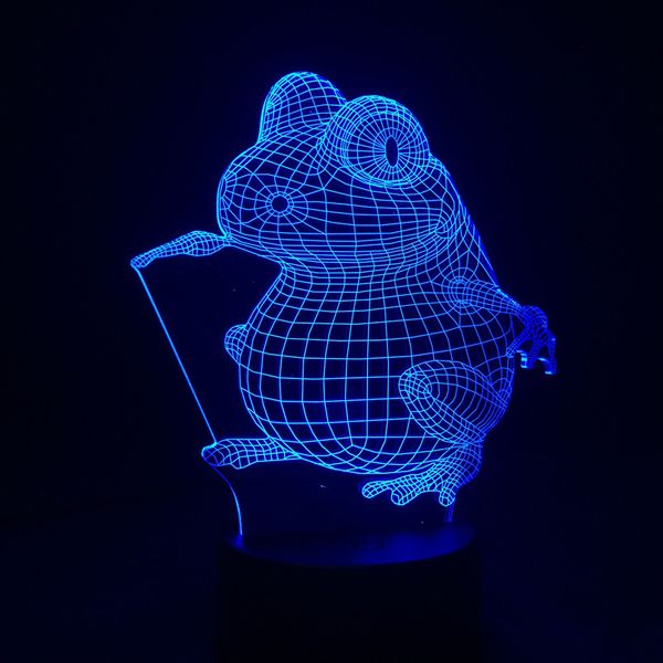 

2021 new cute frog led lamps 7 colors changing night owl 3d touch light a6fd