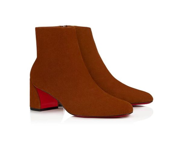 

fashion women red bottom boots suede black leather ankle boots for women flat party wedding dress winter luxury designer shoes
