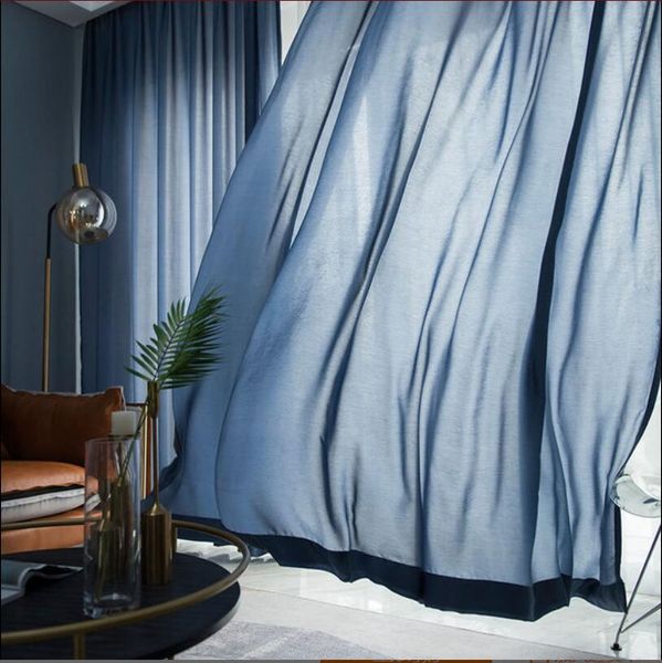 Velluto traslucido Sheer Curtains Nord Europa camera da letto semplice balcone schermo semi ombreggiante per ufficio Tenda di seta di ghiaccio