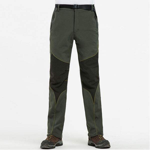 

2021 fashion clothing men outdoor trekking waterproof soft-shell pants fleece lined thicken trousers male new 2vfz, Black