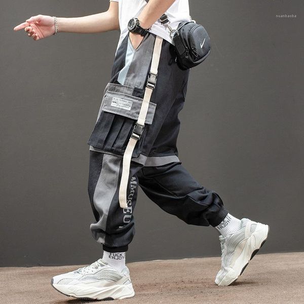 

multi-pockets cargo pants men hip hop joggers autumn japanese streetwear design cargo pants hip hop harem sweatpants men1, Black