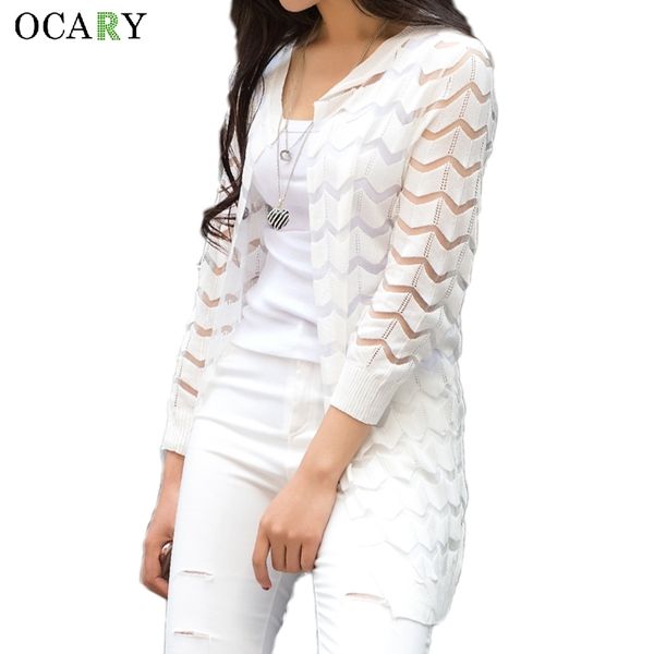 

summer hollow out beach cool cardigans spring women long sweater knitted rebecas mujer new crochet femme casual ladies y200106, White;black