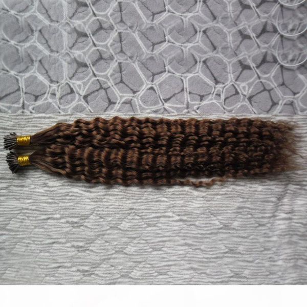 

i tip hair extensions mongolian afro kinky curly virgin hair 100g 100s all color unprocessed virgin brazilian hair, Black