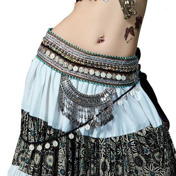 

2018 new tribal belly dance waist belt adjustable metallic chain belt for gypsy dance coins hip scarf bellydance1, Black;red