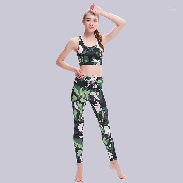

yoga outfits bra and leggings sport clothing sets women gym clothes suit camouflage sportswear workout set1, White;red