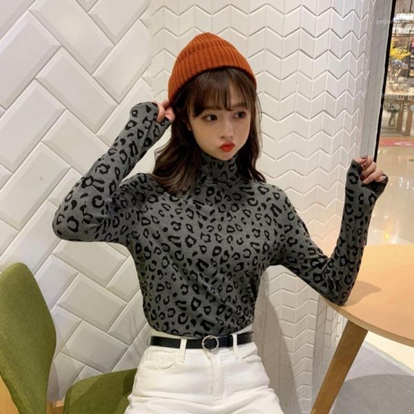 

women turtleneck leopard printing hoodies sweatshirt long sleeve hooded sweatshirt1, Black