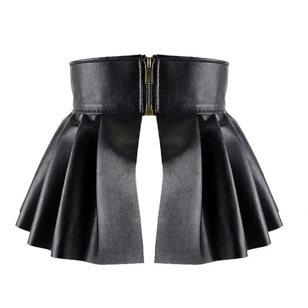 

skirts womens ladies pu leather pleated split embellished studded a-line mini skirt for pole dance parties clubwear, Black