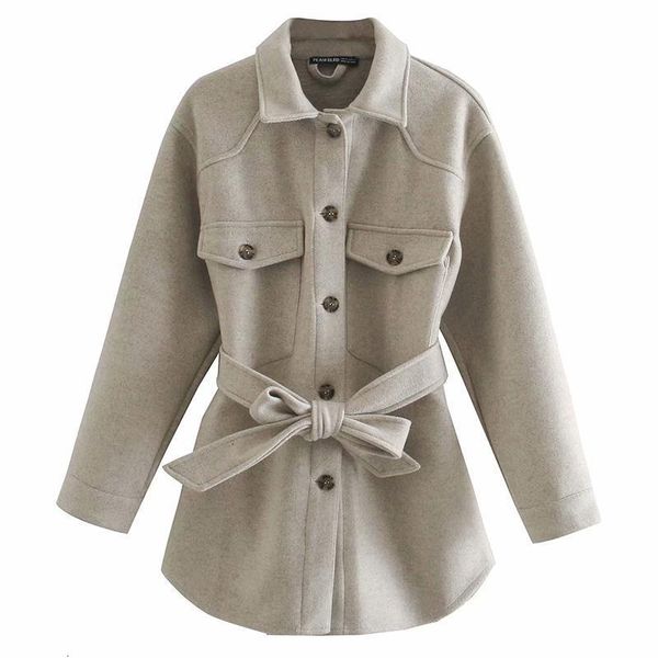 

hadara casual turn down collar jackets women fashion gray pockets coats women elegant tie belt waist jackets female ladies iu, Black;brown