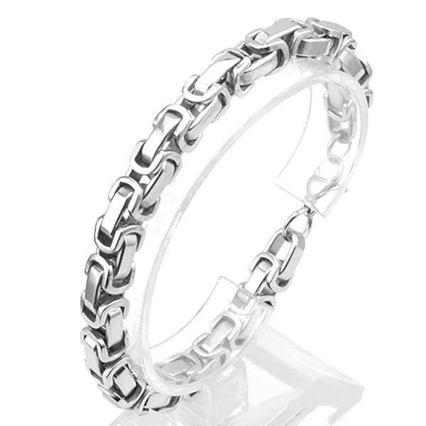 

link, chain atgo men jewelry byzantine box 316l stainless steel bracelet link lobster clasp bracelets & bangles bb723, Black