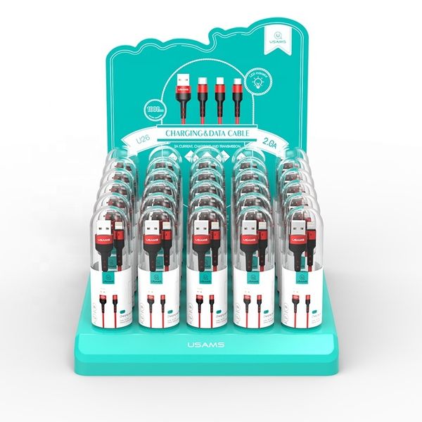 

usams usb- cable set 3a fast charging cables for type c huawei with display holder /30pcs