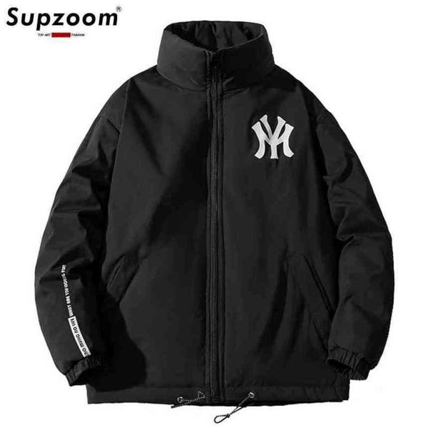 

cotton padded tnf fashion classic ny jacket parkas mens womens wear medium long gooses letter printing parker warm sport zipper coat, Black