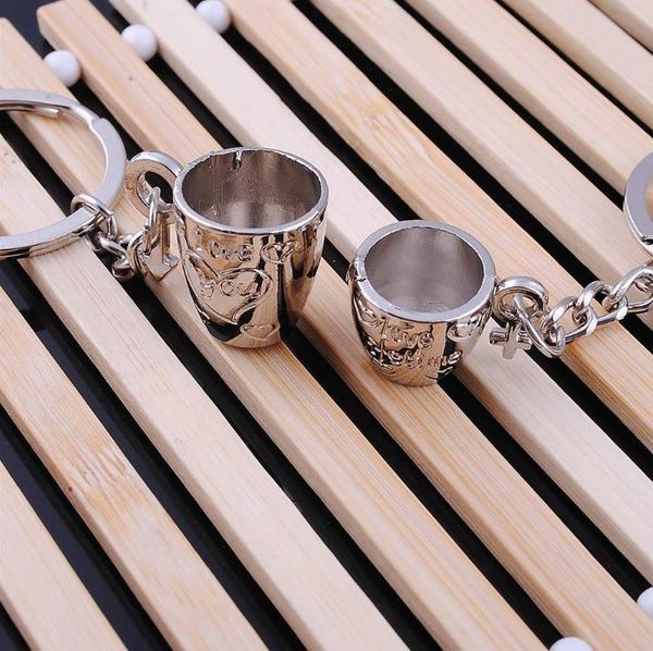 

keychain creative love lovers cup metal, Silver