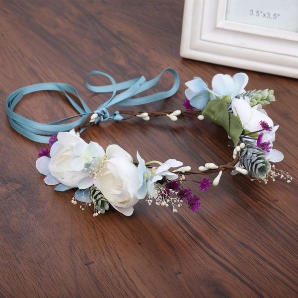 

haimeikang ladies adjustable flower crown beach wedding flower headbands flower wreath hairband women garland halo qylizy