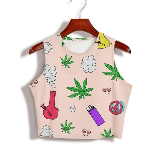 

stoner 420 3d sublimation print custom made your own designs milk silk sleeveless crop drop shipping, White