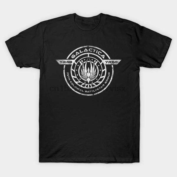 

men tshirt galactica bs 75 battlestar galactica t shirt printed t-shirt tees, White;black
