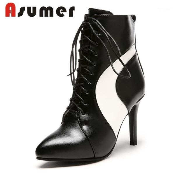 

boots asumer 2021 pointed toe thin heels ankle for women elegant winter winter1, Black