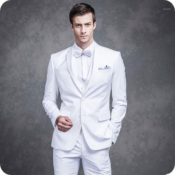 

white suits for men's classic business suit pants groom tuxedo classic terno masculino costume mariage homme 3piece man blazer1, White;black