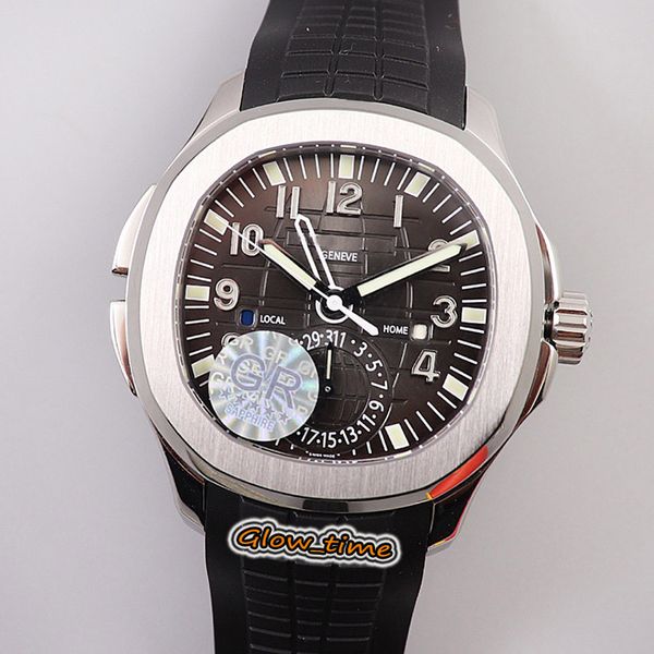 

super grf v2 version pp. cal.324 s c fus chronograph automatic 5164a-001 gray texture dial mens-watch silver steel case rubber luxry watches, Slivery;brown