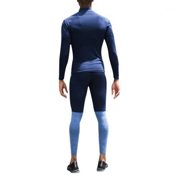 

men sports t-shirt quick-drying breathable stand collar long sleeve1, Black;blue