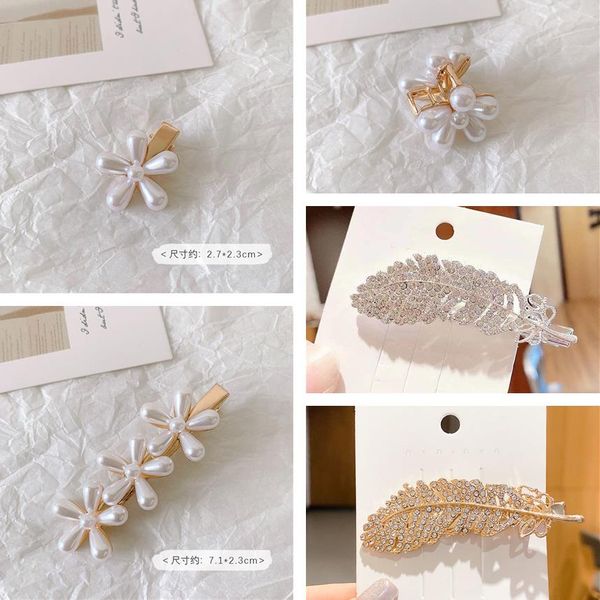 

Ins pearl small hairpin girl lovely bangs catch clip Sen Department back of head headdress Korean net red hair ornament