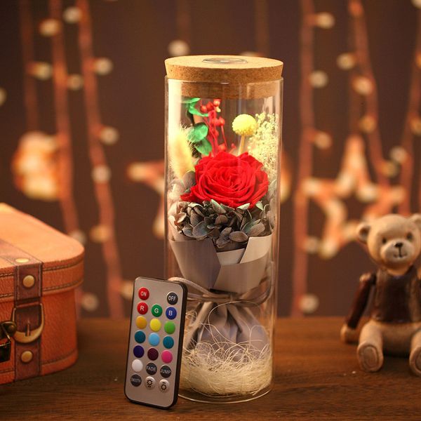

lighting everlasting glass cover valentine's cay creative gift rose flower glowing ing bottle