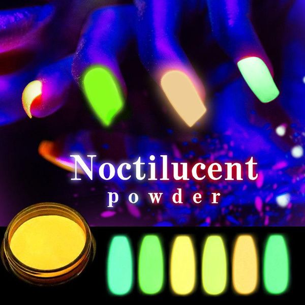 

nail glitter 1 box neon phosphor powder 12 colors dust luminous pigment fluorescent glitters glow in the dark, Silver;gold