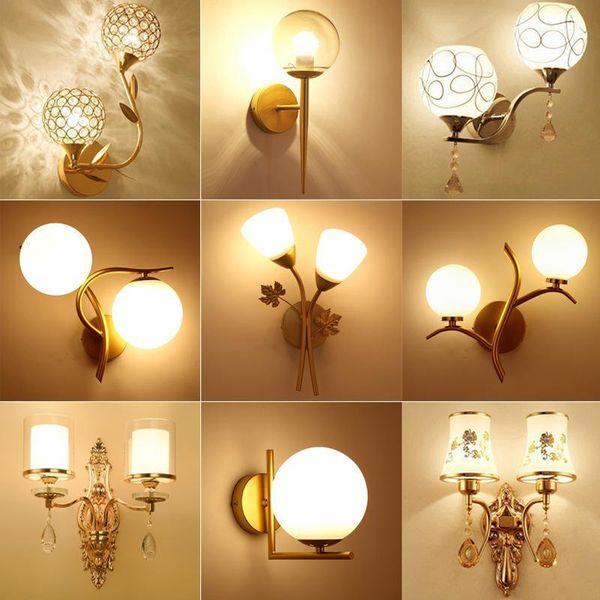 

scandinavian loft glass bedside lamp wall lamp corridor stairs modern led wall lights fixtures glass ball black gold1