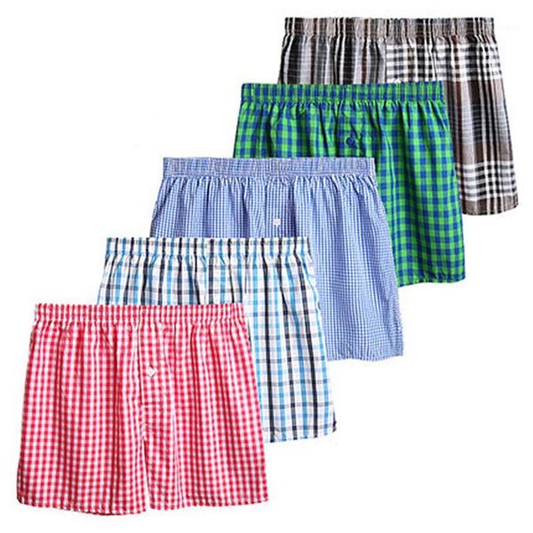 

cueca masculina 5pcs fashion plaid men's loose boxers cotton mens underwear high elastic breathable boxer shorts men underwear1, Black;white