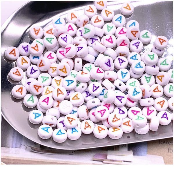 

100pcs 7x4mm a-z colourful round alphabet letter acrylic loose spacer beads for jewelry making diy bracelet acc qyledg, Crystal