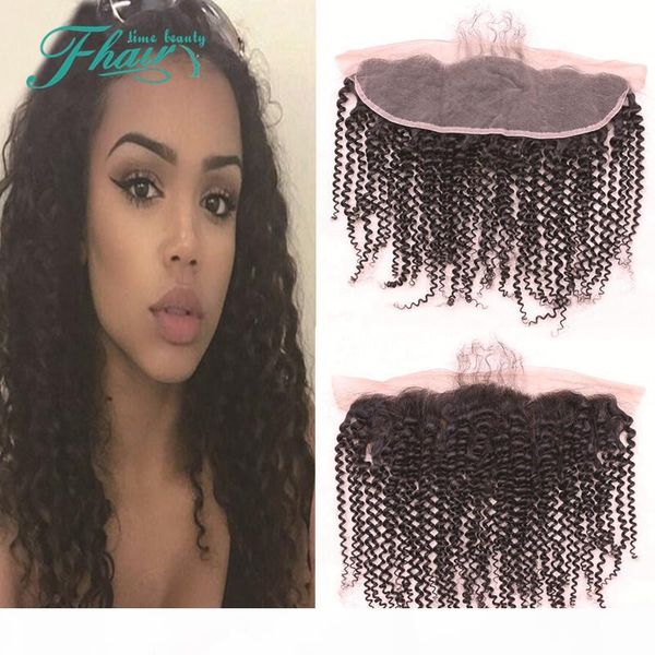 

9а малазийского волос 13x4 кружево фронтального закрытие kinky завитый natural color hand tied швейцарского шнурок top closure волна может б, Black;brown